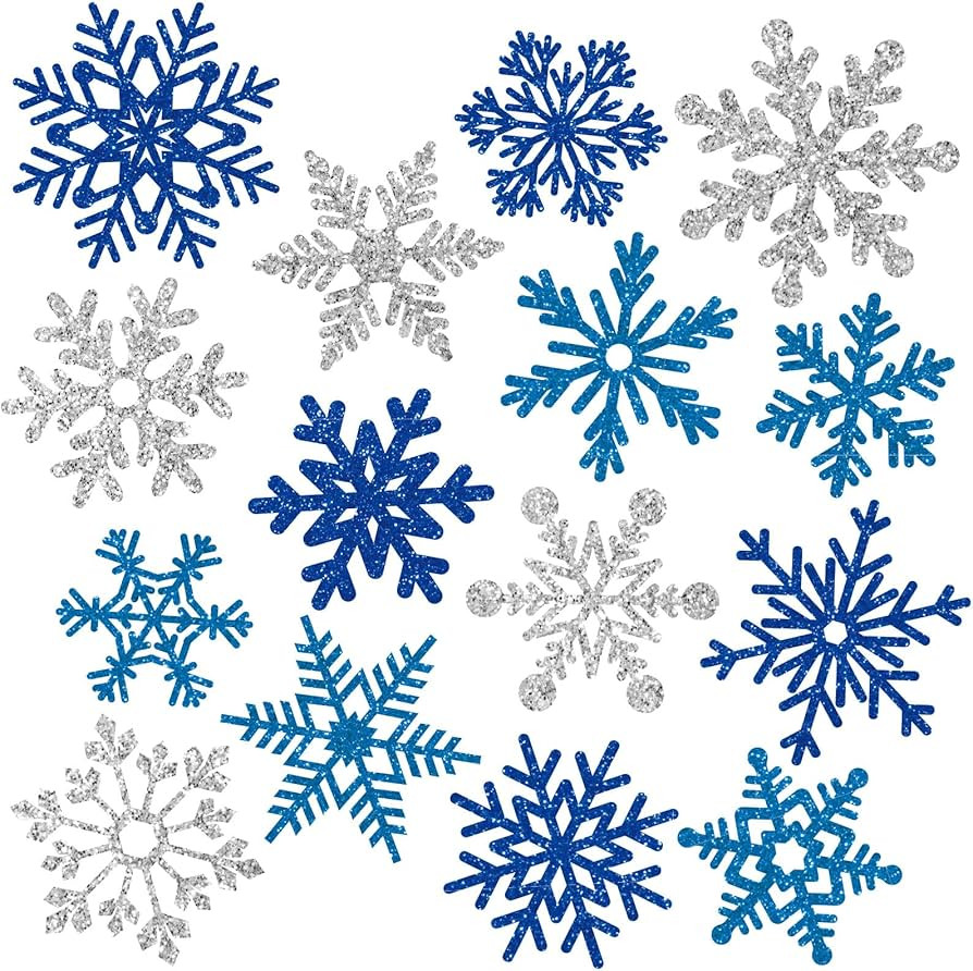 Whaline 15Pcs Christmas Decoration Magnets Blue Silver Snowflake Refrigerator Magnets Decorative ... | Amazon (US)
