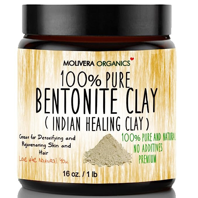 Molivera Organics Bentonite Clay for Detoxifying and Rejuvenating Skin and Hair, 16 oz. | Amazon (US)