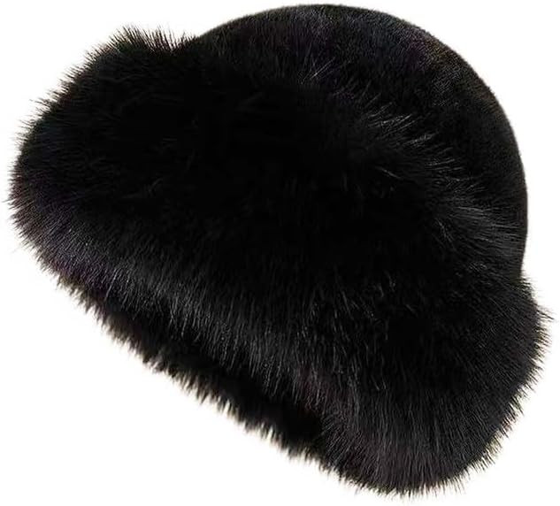 Womens Winter Faux Fur Bucket Hat, Warm Faux Mink Plush Hat Fluffy Fisherman Fuzzy Bucket Hat Rus... | Amazon (US)