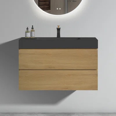 36" Bathroom Cabinet - Natural Oak Finish, Large Capacity Drawers, Quiet Closing Modern Sink Vanity Oak, Spacious Storage, Silent Slides | Wayfair North America