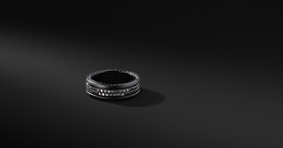 Streamline® Two Row Band in Black Titanium with Black Diamonds | David Yurman