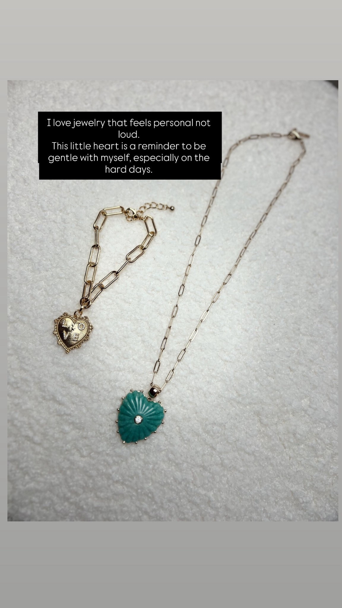 I love jewelry that feels personal — not loud.
This little heart is a reminder to be gentle with myself, especially on the hard days.