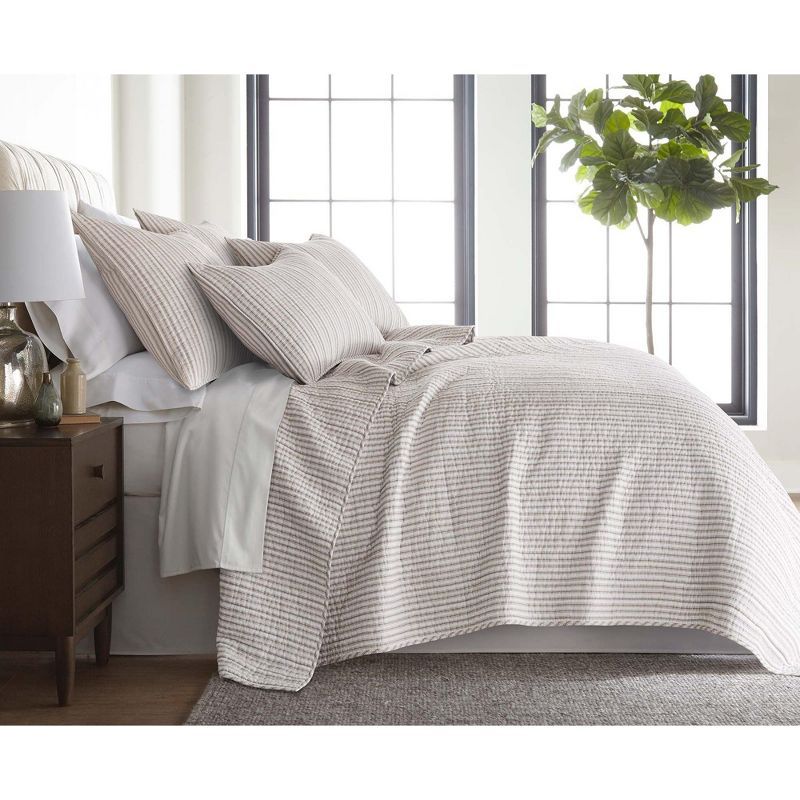 Tobago Stripe Taupe Quilt Set - One Full/Queen Quilt and Two Standard Shams - Levtex Home | Target