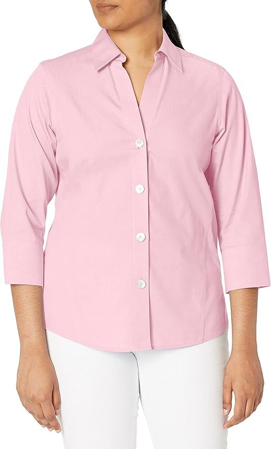 Foxcroft Women's Non-Iron Essential Paige Shirt, Chambray Pink, 12 at Amazon Women’s Clothing s... | Amazon (US)