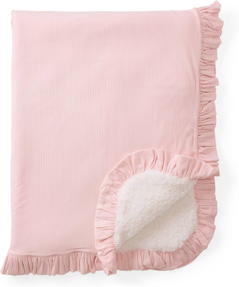 Little Sleepies Newborn Mini Ruffle Blanket, Soft Viscose from Bamboo Sherpa Baby Blanket, Girl G... | Amazon (US)