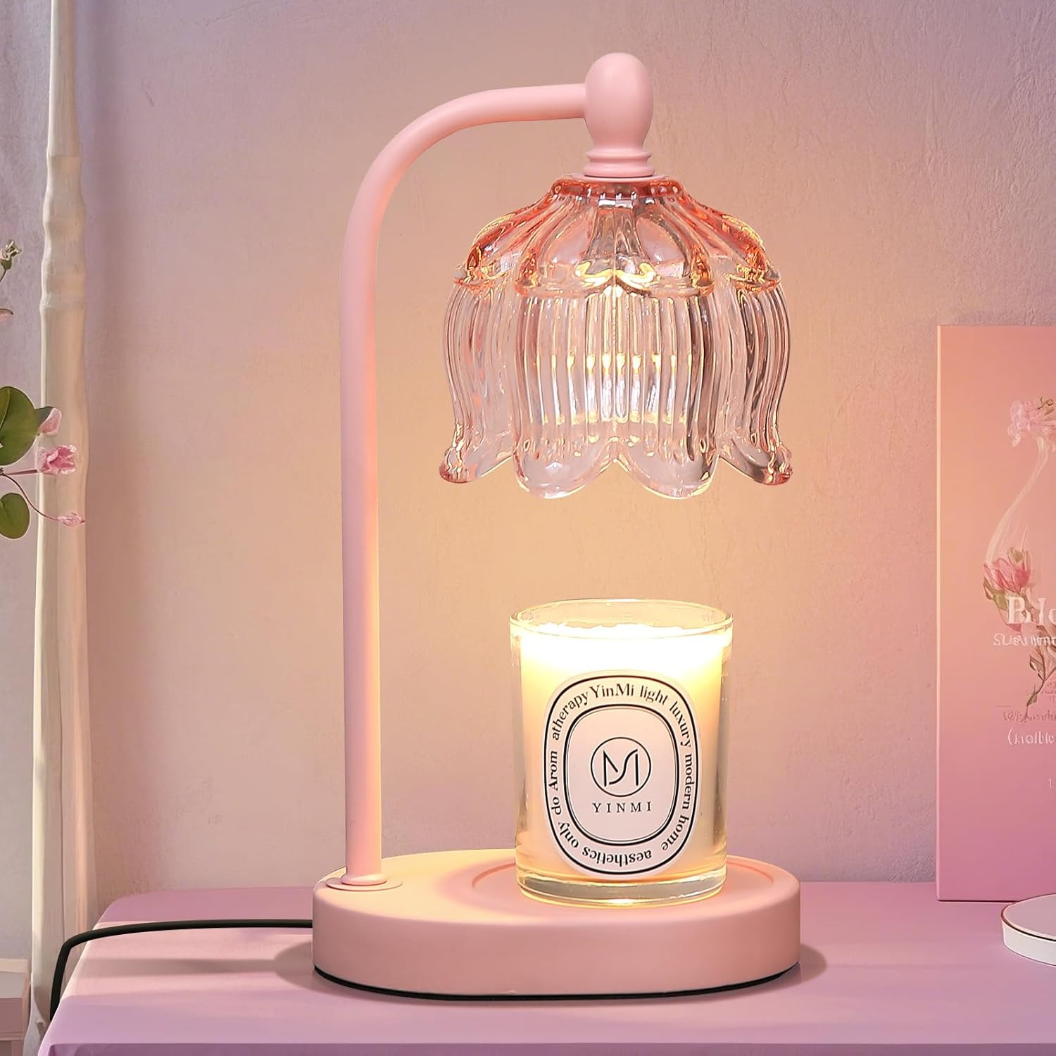 Pink Candle Warmer Lamp with Timer and Dimmer,Mother's Day Gifts for Mom/Wife, Melt Wax Warmer La... | Amazon (US)