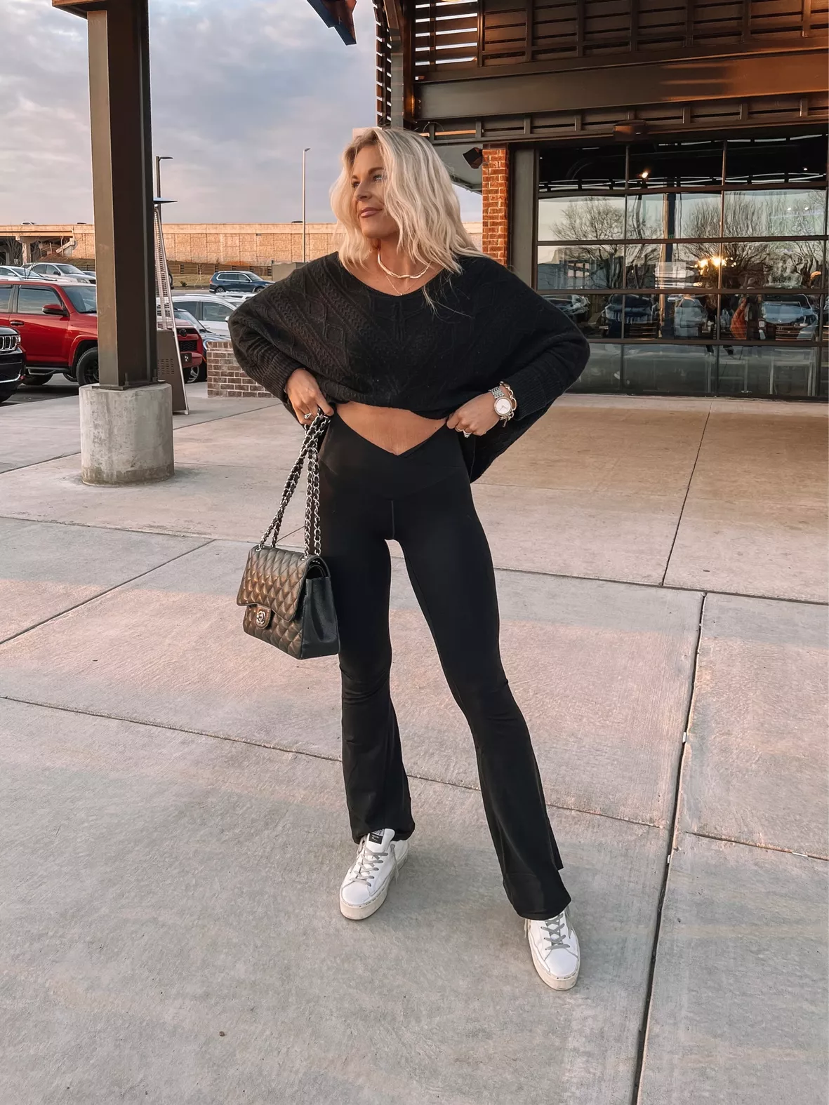 Aerie Crossover Flare Legging Outfit Inspo