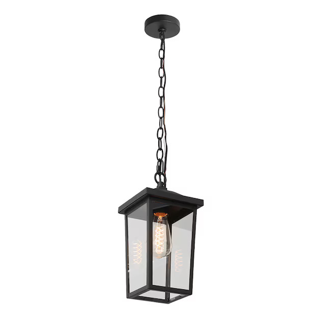 LNC Pict 1 -Light Matte Black and Clear Glass Modern/contemporary Clear glass Lantern Mini Outdoo... | Lowe's