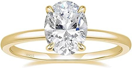 EAMTI 3CT 925 Sterling Silver Engagement Rings Oval Cut Solitaire Cubic Zirconia CZ Wedding Promi... | Amazon (US)