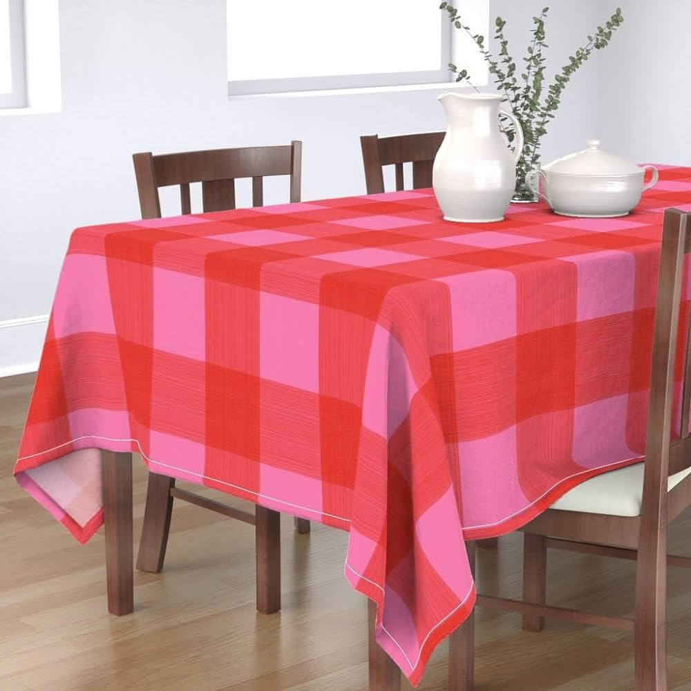 Red & Pink Plaid Tablecloth - Valentine Buffalo Check- Valentine Fuschia Hot Pink 60"x84" | Amazon (US)
