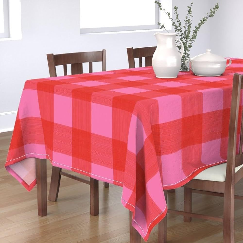 Red & Pink Plaid Tablecloth - Valentine Buffalo Check- Valentine Fuschia Hot Pink 60"x84" | Amazon (US)