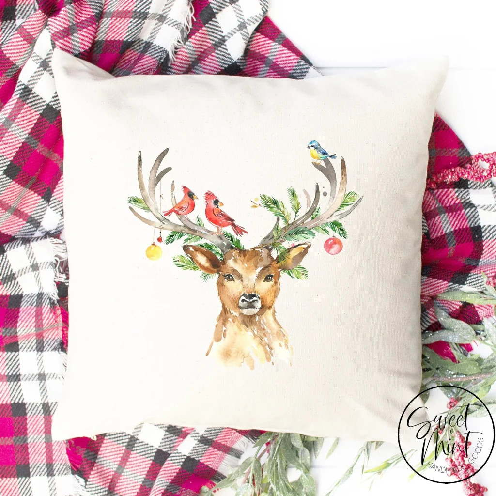 Reindeer Pillow Cover - 16" x 16" | Sweet Mint Handmade Goods
