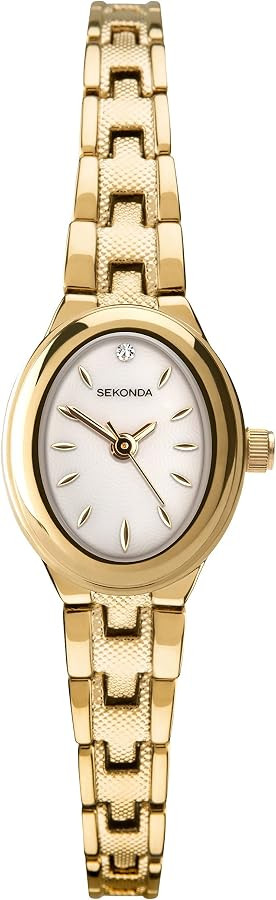 Sekonda Ladies Megan 21mm Oval Classic Analogue Watch with Mother of Pearl Stone Set Dial | Amazon (UK)