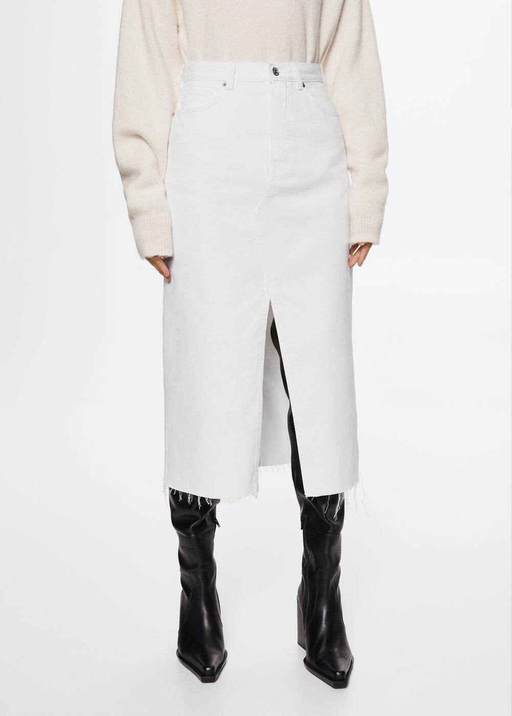 Slit denim skirt -  Women | Mango USA | MANGO (US)