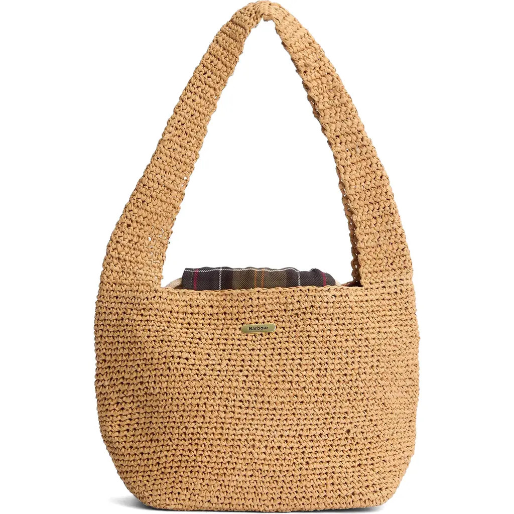 Barbour Lily Crochet Raffia Shoulder Tote in Natural at Nordstrom | Nordstrom