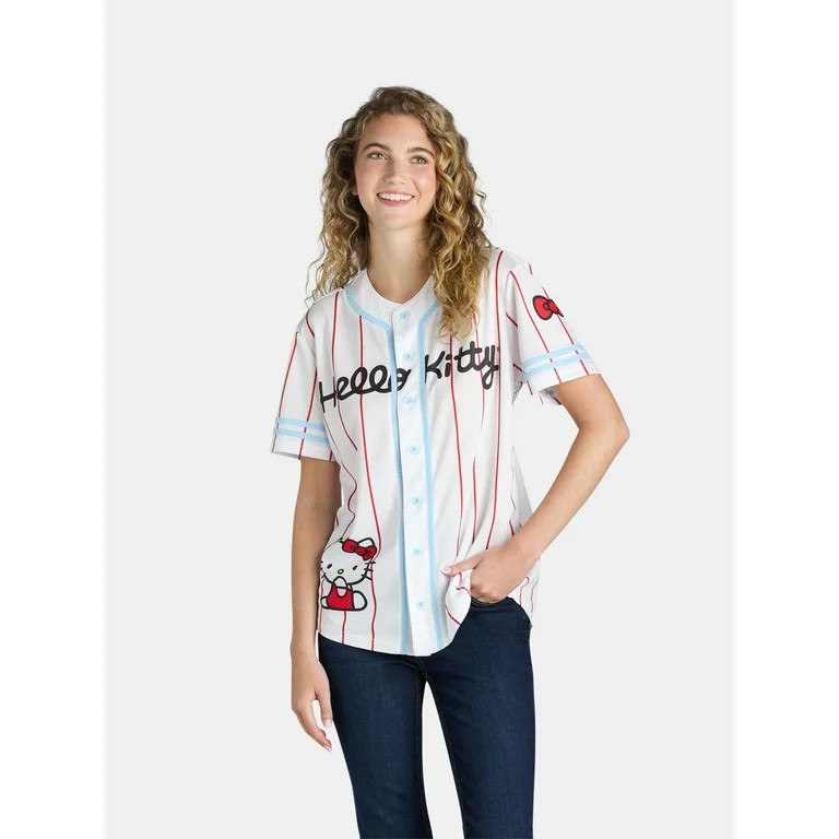 Hello Kitty Juniors' Graphic Baseball Jersey, Sizes XS-XXXL - Walmart.com | Walmart (US)