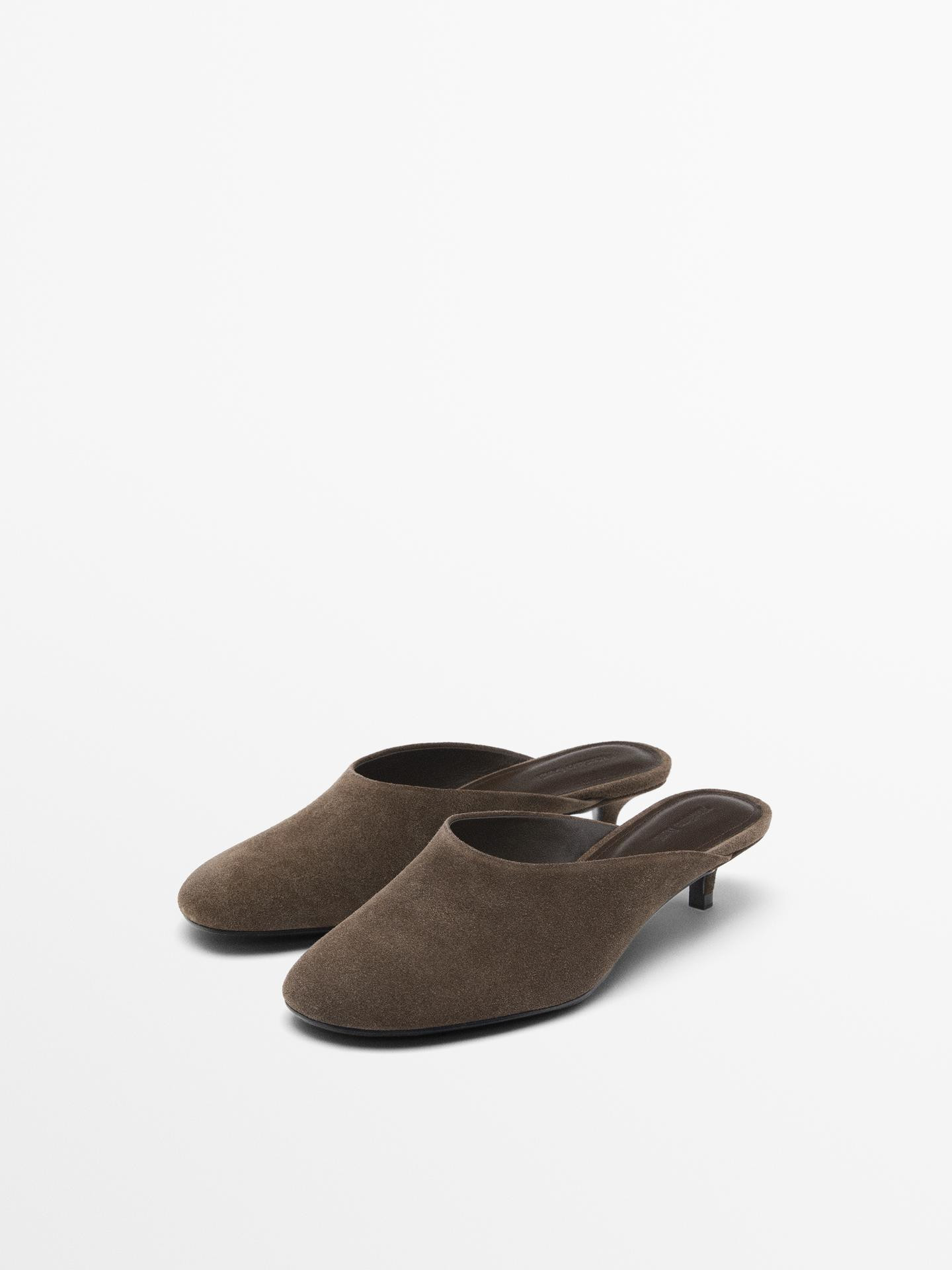 Split suede heeled shoes | Massimo Dutti US