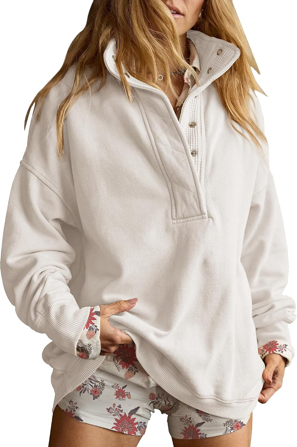 Gacaky Sweatshirt for Women Oversized Henley Neck Pullover Top Fall Outfits | Amazon (US)