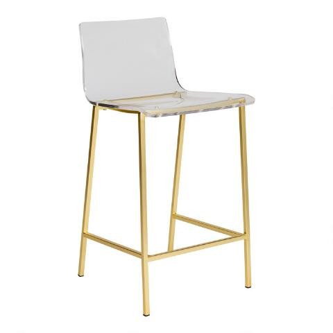 Clear Acrylic and Gold Morris Counter Stools Set of 2 | World Market