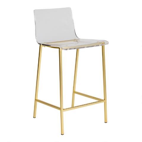 Clear Acrylic and Gold Morris Counter Stools Set of 2 | World Market