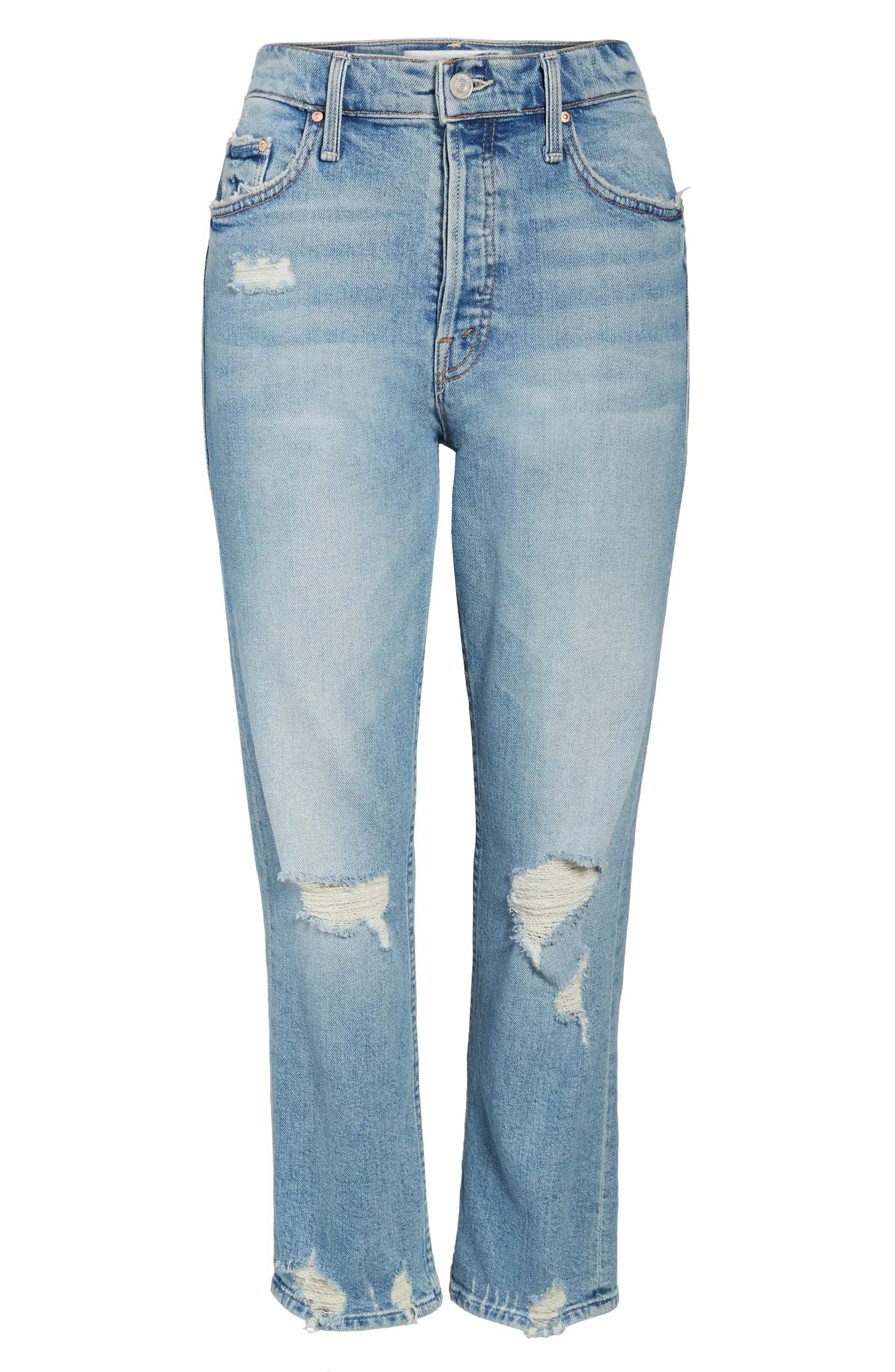 MOTHER The Tomcat Ripped Crop Straight Leg Jeans | Nordstrom | Nordstrom