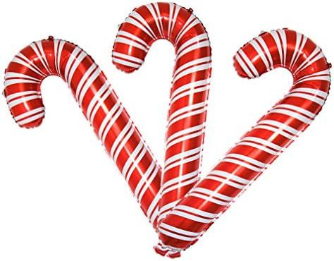 Amazon.com: 3 Pack Christmas Candy Cane Aluminum Film Foil Balloons Big Holiday Balloons for Xmas... | Amazon (US)
