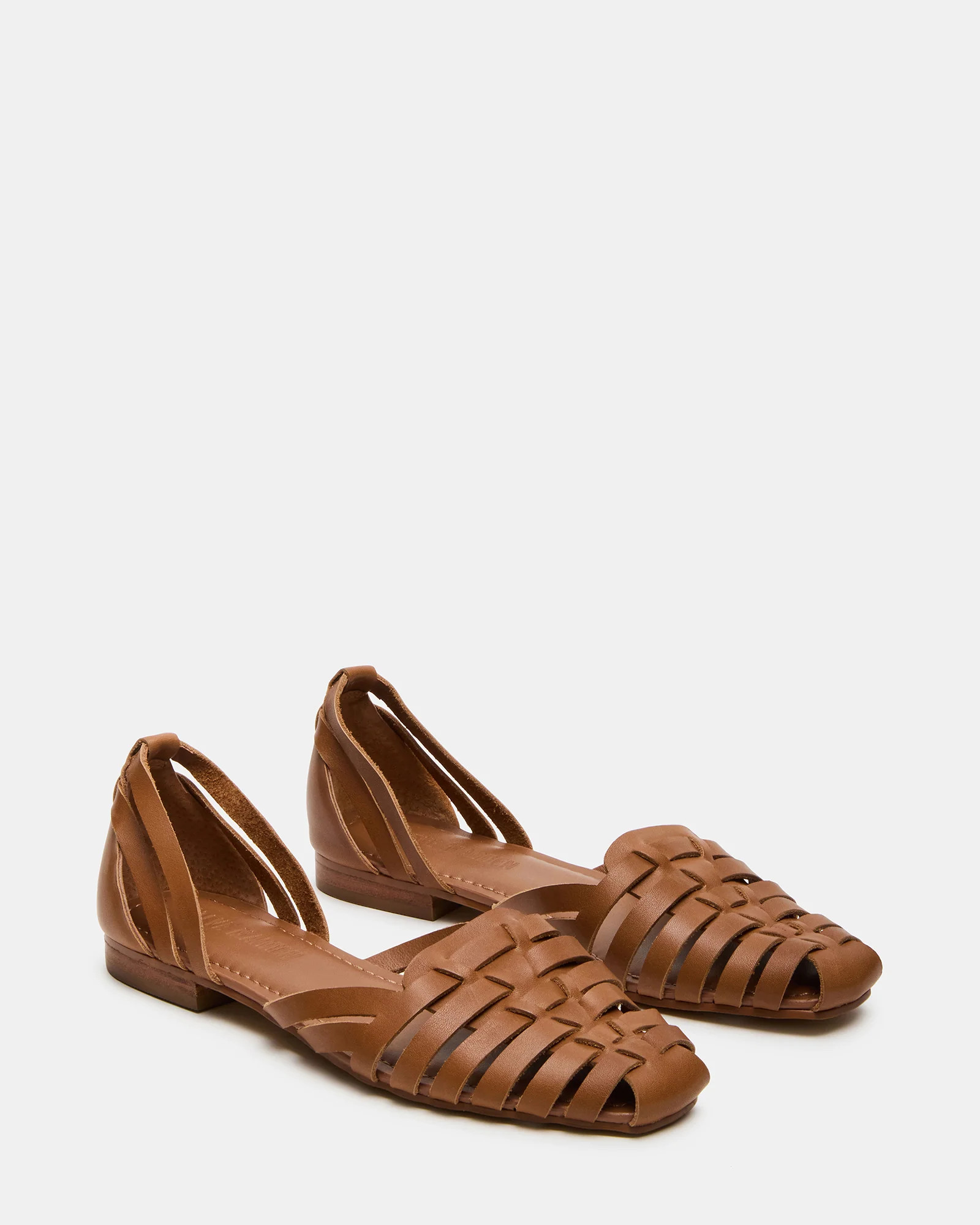 MEDLIN Tan Leather Square-Toe Fisherman Women's Flat | Steve Madden (US)