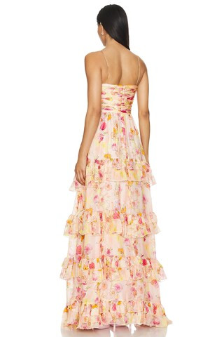 Mallory Tiered Gown in Flowers In Cloud | Revolve Clothing (Global)
