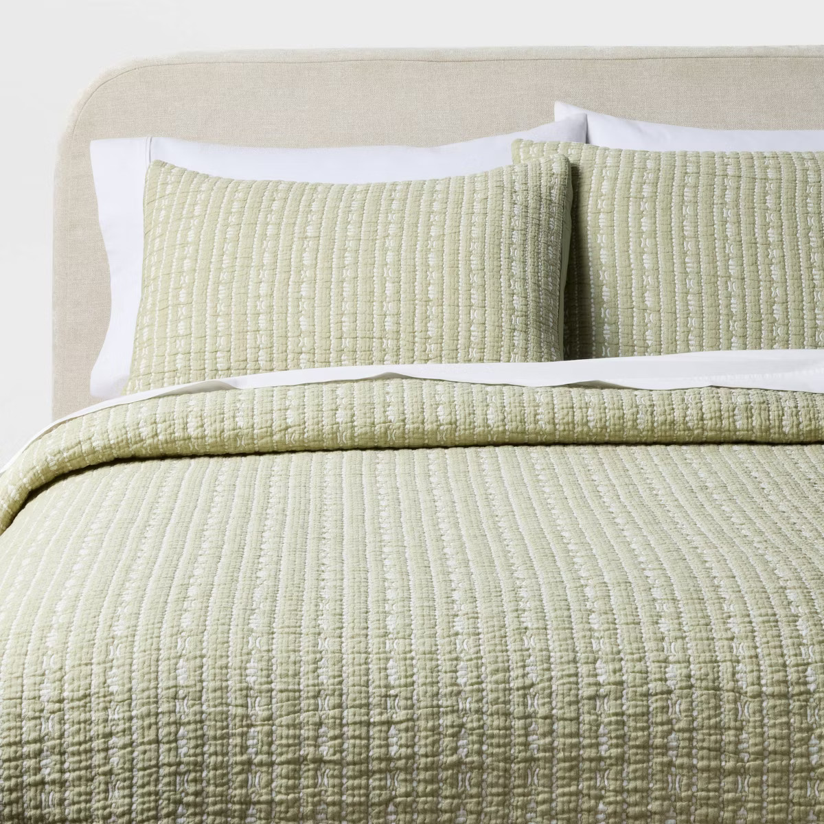 3pc Matelasse Quilt and Shams Set Tinker Stripe Green - Threshold™ | Target