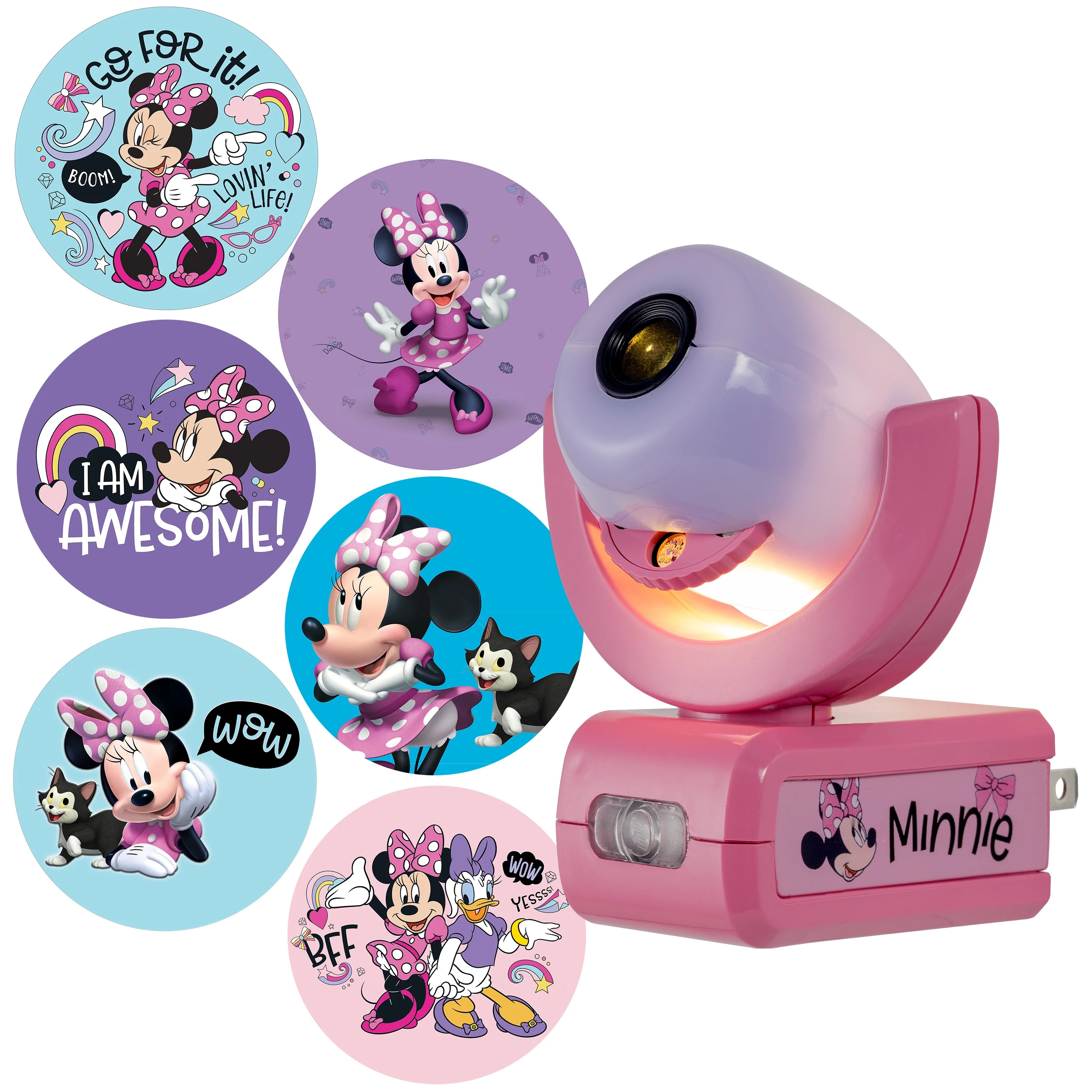 Disney Minnie Mouse Projectables 6-Image LED Night Light, Plug-in, Light Sensing, 7.25 in, 1.65 i... | Walmart (US)