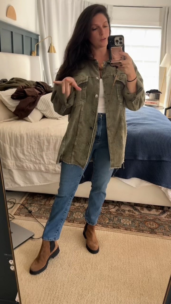 Love this corduroy shirt jacket from Amazon! It’s the perfect easy third piece and long enough to wear over leggings. I have it in both green and black. Paired it here with my always-flattering Good American jeans. 


#AmazonFinds #FallStyle #OOTD #CorduroyJacket #GoodAmericanJeans #CasualStyle #EverydayOutfit #AmazonFashion

#LTKSaleAlert #LTKFindsUnder50 #LTKFindsUnder100