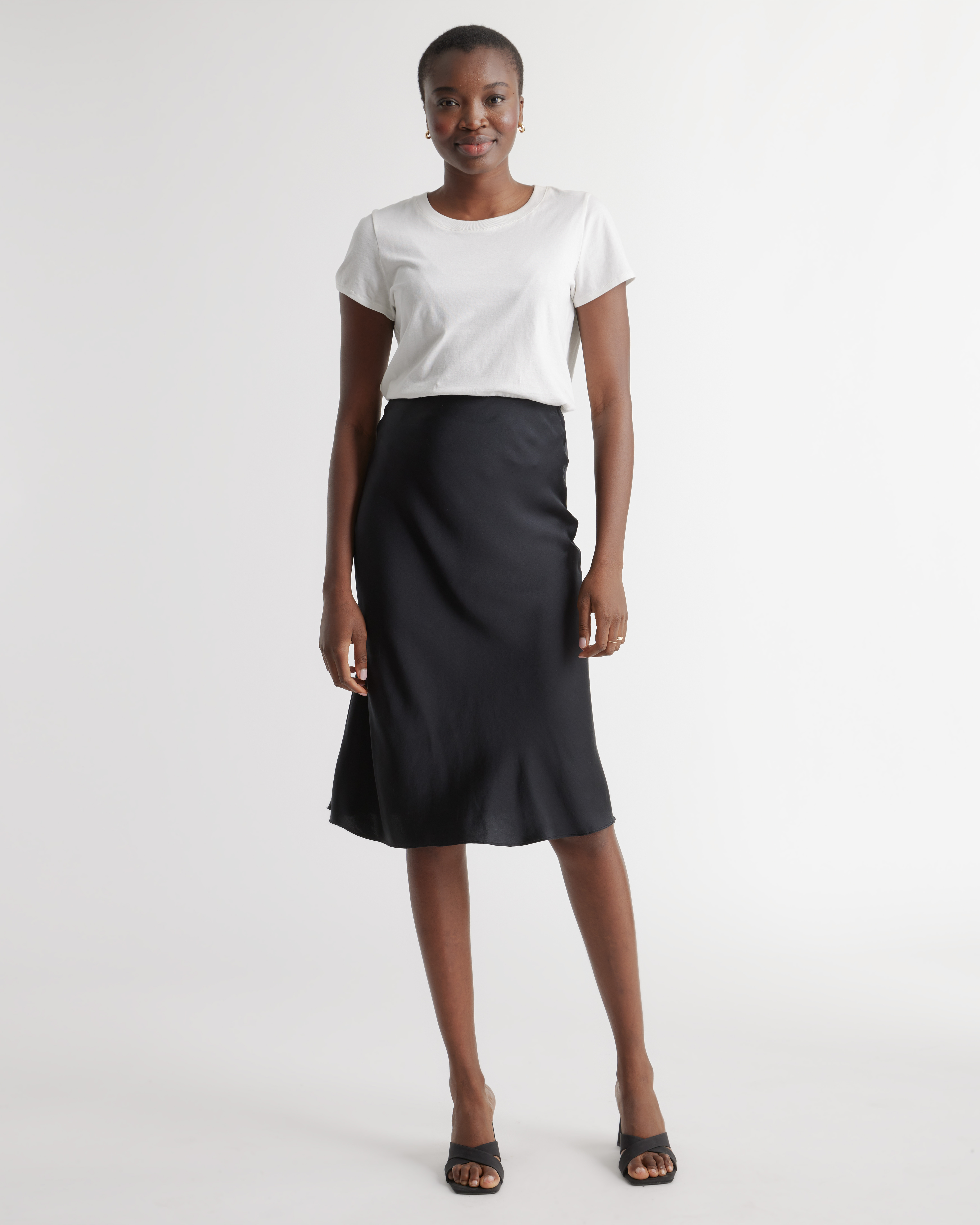 Quince | Women's 100% Washable Silk Skirt in Black, Size Medium | Quince