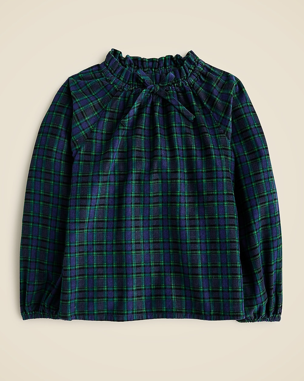 Girls' ruffleneck corduroy top in plaid | J. Crew US