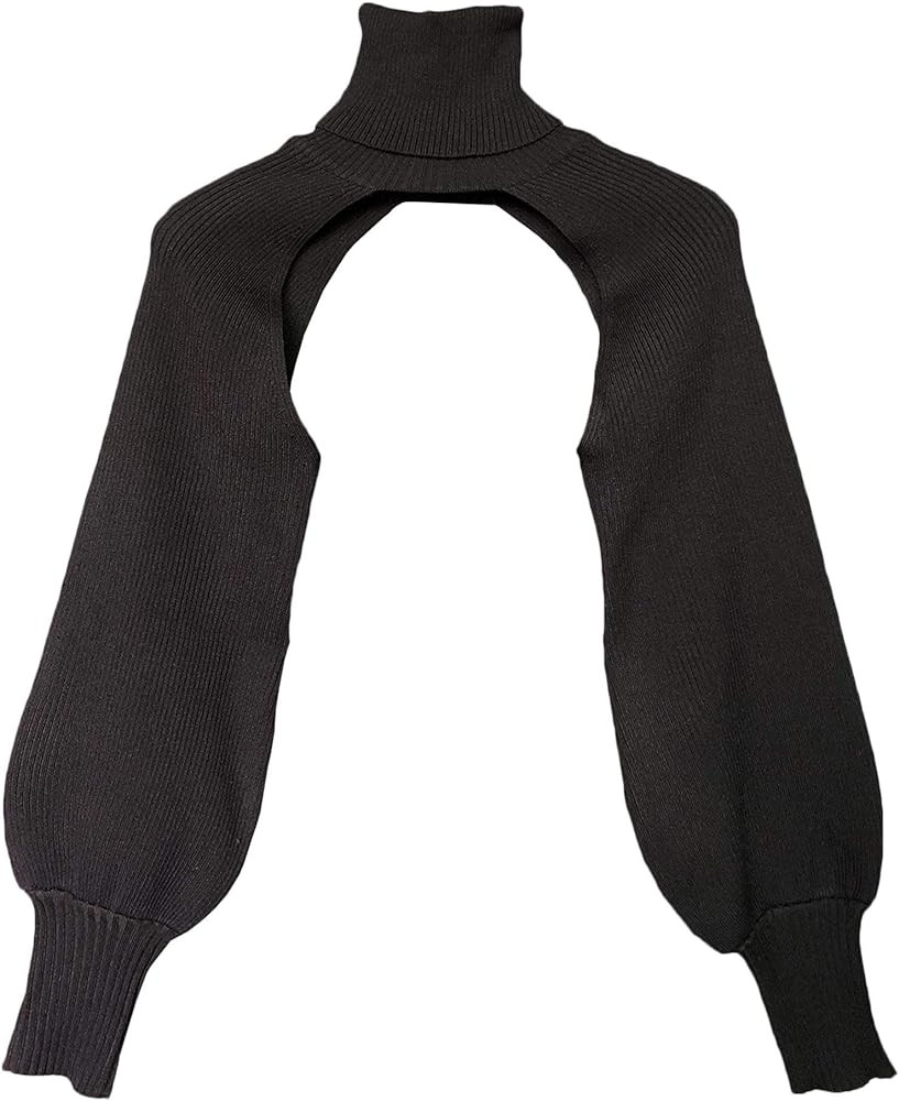 xxxiticat Women's Turtleneck Shrug Sweater Long Sleeve High Neck Cutout Knitted Arm Warmer Croppe... | Amazon (US)