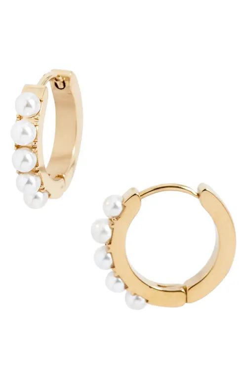 Knotty Imitation Pearl Mini Hoop Earrings in Gold at Nordstrom | Nordstrom