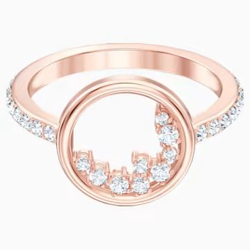 North Motif Ring, White, Rose-gold tone plated | Swarovski (US)