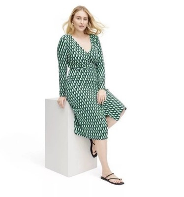 Diane Von Furstenberg DVF  Women's Long Sleeve Green Arrow Wrap Dress Size M | eBay | eBay US