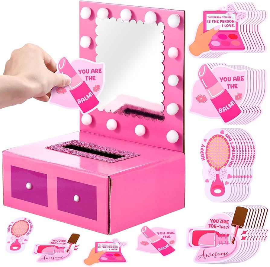 Valentine Boxes DIY Mailbox for Kids with 32 Greeting Cards Valentine's Day Table Box Kids Gift f... | Amazon (US)