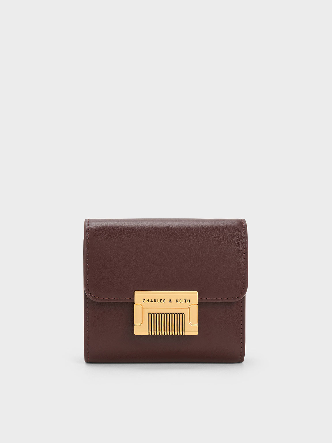 Metallic Accent Short Wallet
 - Dark Brown | Charles & Keith EU