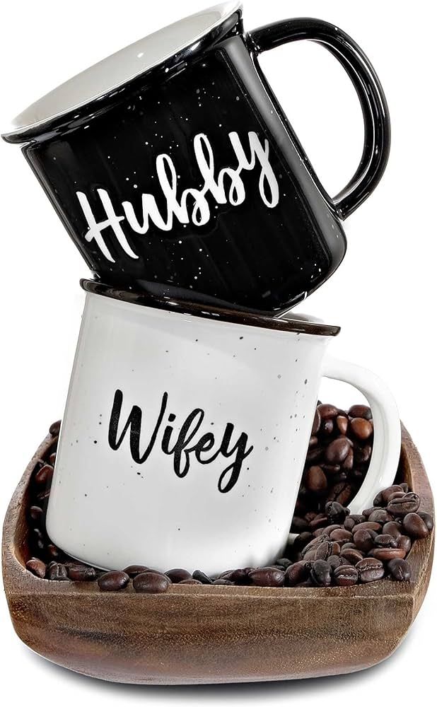 MAINEVENT Wifey Hubby Mugs Set of 2 Coffee Mug, Bride Groom Mug Set Wedding Gift to Give, Couples... | Amazon (US)