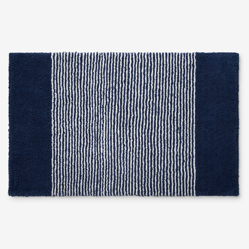 Striped Bath Rug - Navy, 17 in. x 24 in. | The Company Store