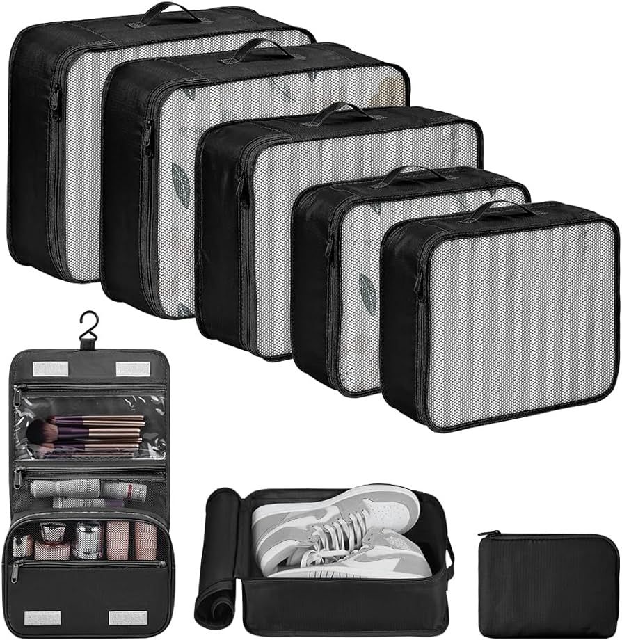 DIMJ Packing Cubes for Travel 8 Set, Suitcase Organizer Bags Set Travel Cubes for Suitcase Lightw... | Amazon (US)