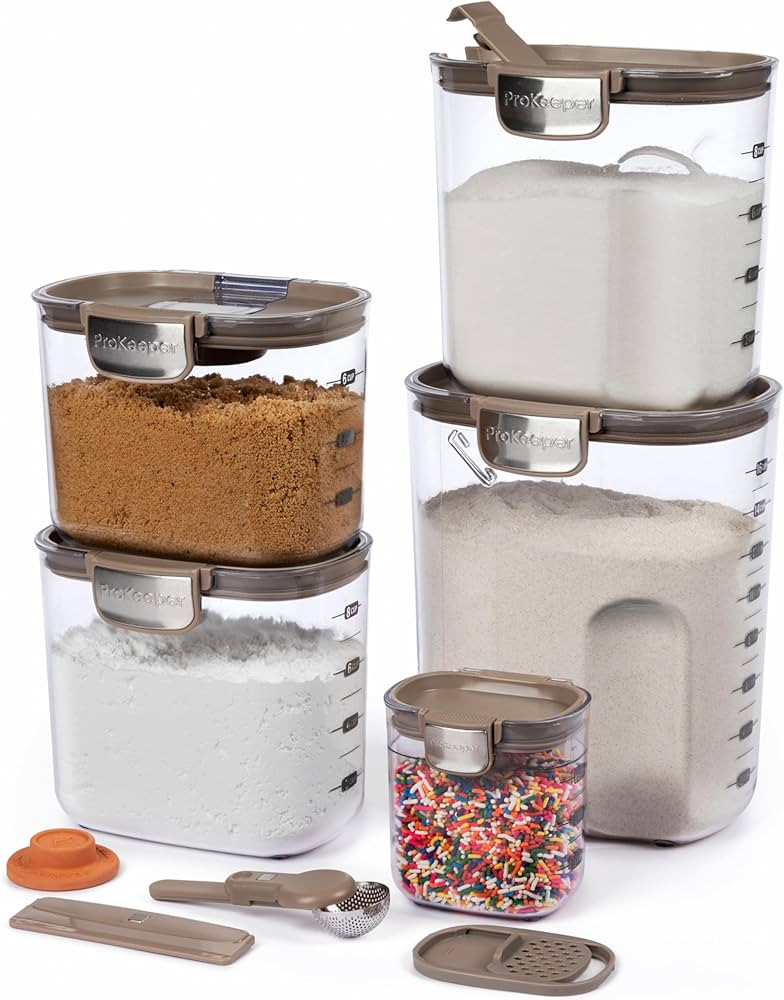 ProKeeper+ Airtight Food Storage Container Set – Clear Plastic Flour and Sugar Canister Set wit... | Amazon (US)