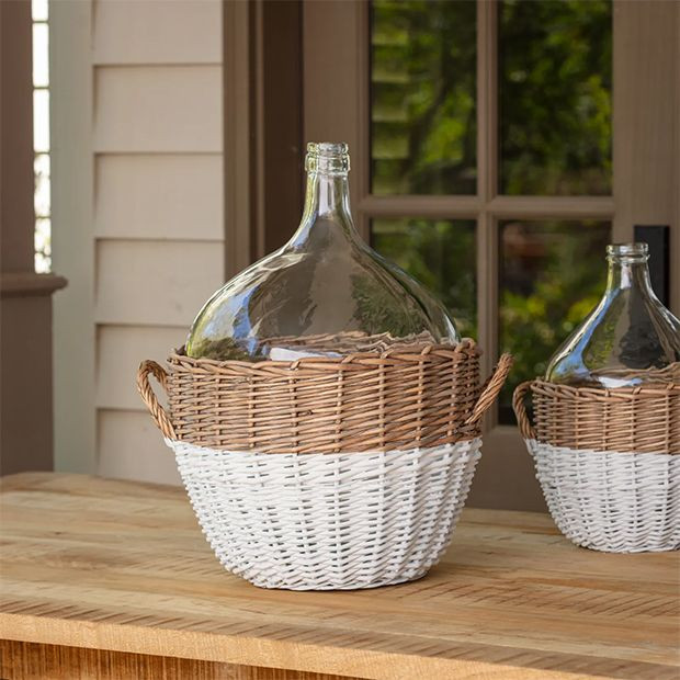 BASKET WRAPPED BOTTLE VASE COLLECTION | Antique Farm House