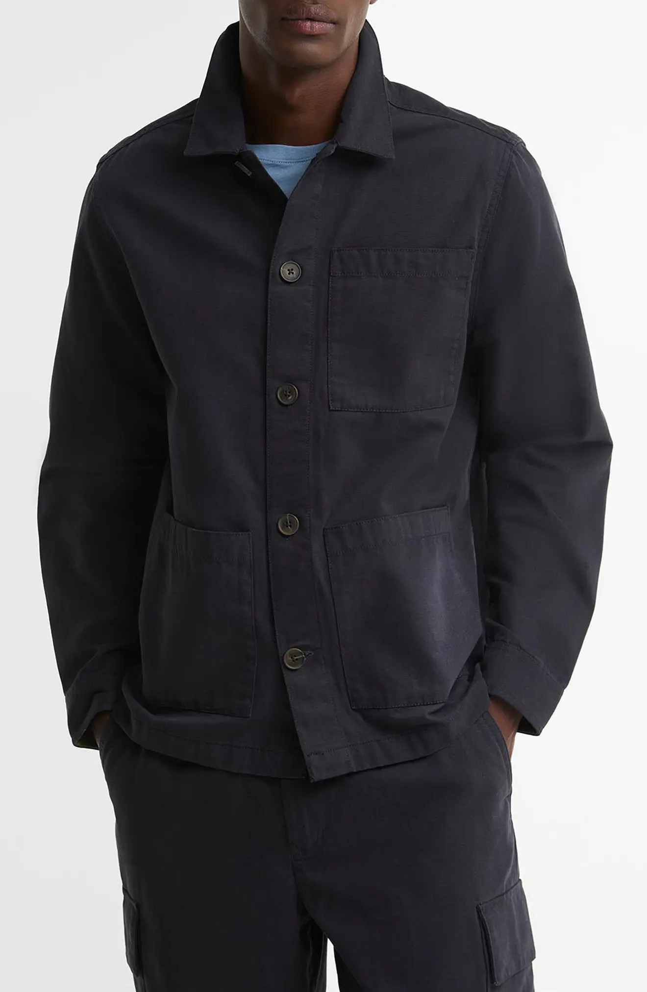 Barbour Tartan Trim Washed Cotton Shirt Jacket in Mushroom at Nordstrom, Size X-Large | Nordstrom