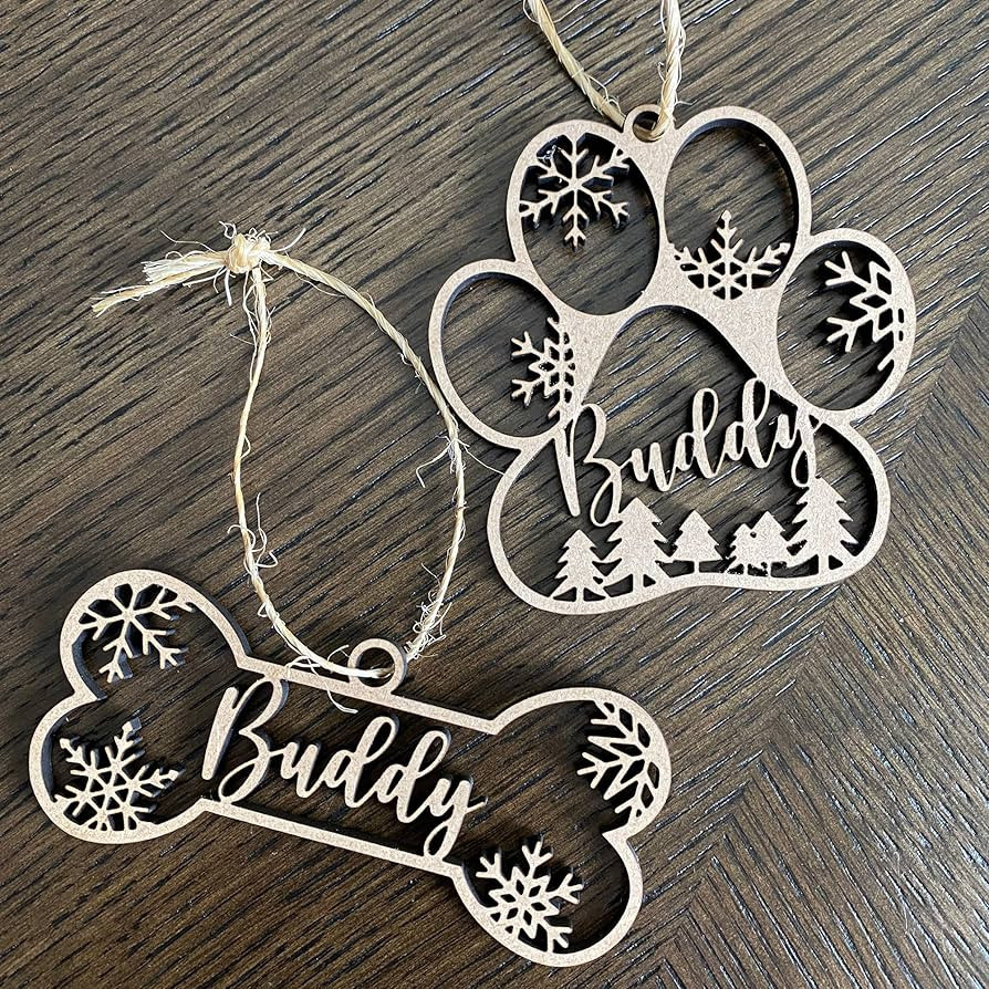 Personalized Dog Ornament! Your Dog's Name on a Custom Dog Paw or Bone Christmas Ornament - Laser... | Amazon (US)