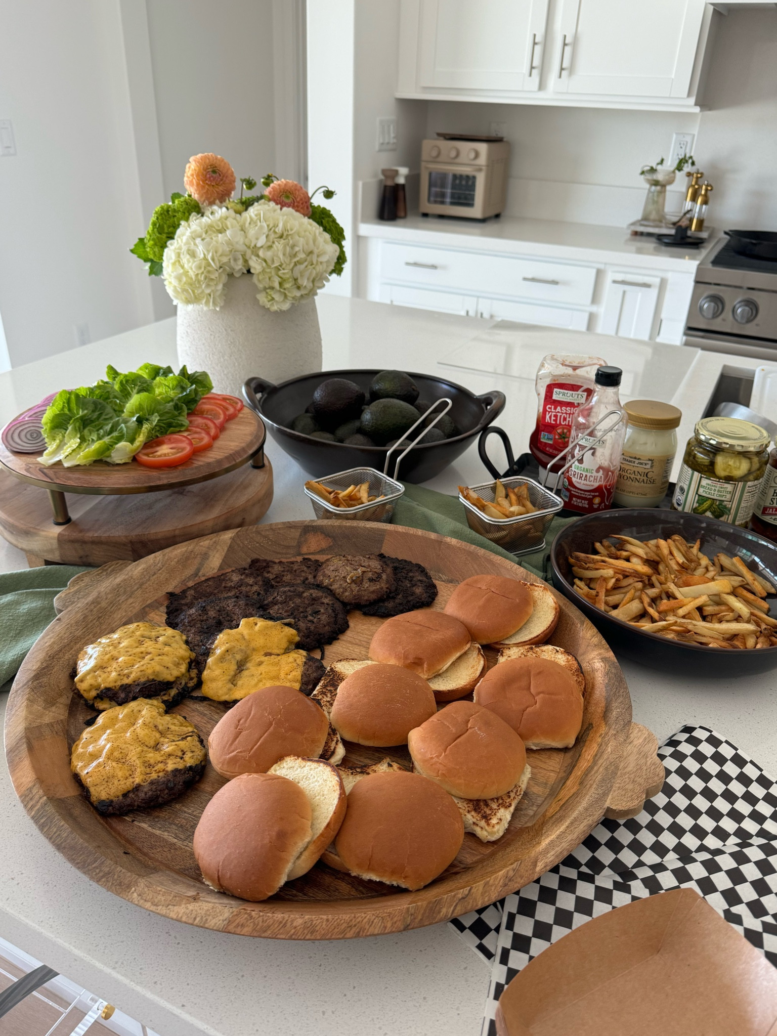 Large wood bowl + wood riser with brass legs are the exact links below and shared some items that are similar (wood boards with legs/risers) for more options. 

Serving dishes, host, utensils, grilling, bbq, kitchen, home, boards 

#LTKHome