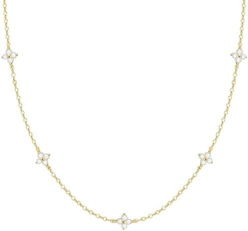 FUNEIA Dainty Silver Gold Necklaces for Women Trendy Non Tarnish 14K Gold Plated Cubic Zirconia N... | Amazon (US)