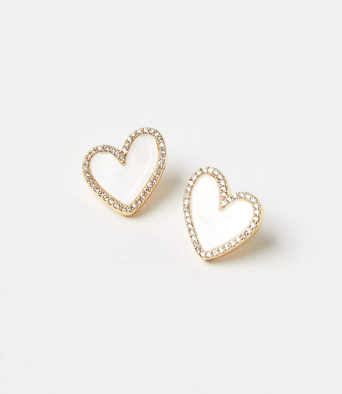 Mother Of Pearl Sparkle Heart Stud Earrings | LOFT