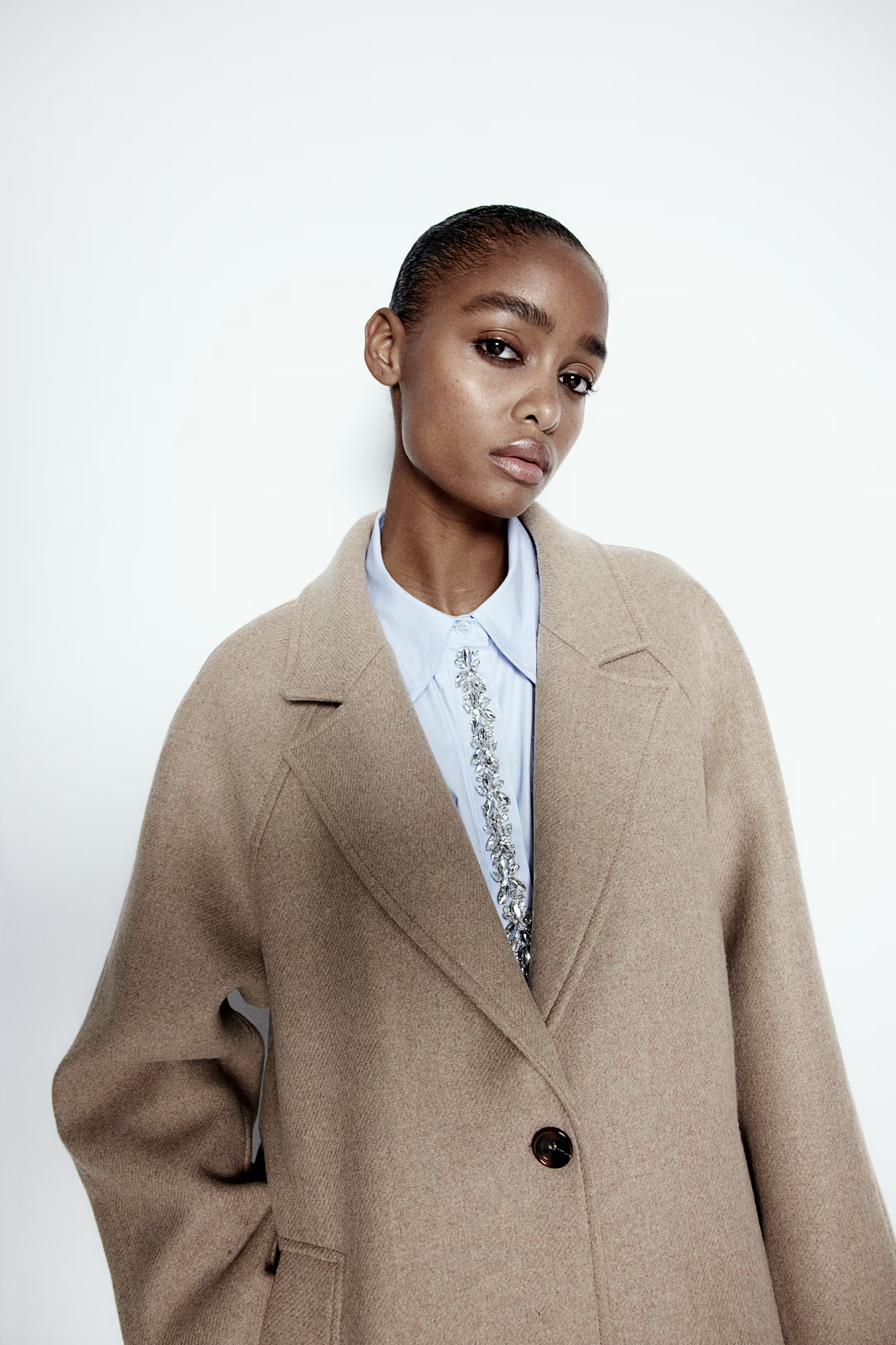 Wool-blend maxi coat - Beige - Ladies | H&M GB | H&M (UK, MY, IN, SG, PH, TW, HK)